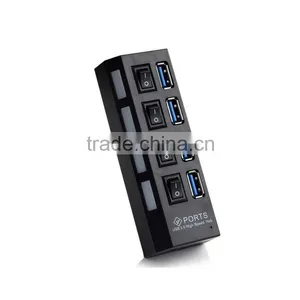 Hot Sales ! High Speed 4 Port USB 3.0 Hub With Individual Power On/off Switches and LEDs Indicator Lights thumbnail-1