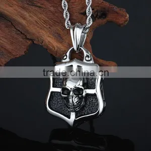Stainless Steel Skull Shield Pendant Jewelry thumbnail-2