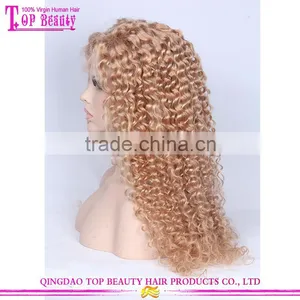 180% Density Blonde Curly Wigs Human Hair Afro Lace Front Wigs Kinky Curly For White Women thumbnail-4