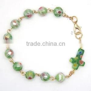Colorful Faceted Beads and Cross Connected by Lobster Clasp thumbnail-2