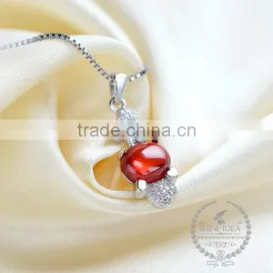925 Sterling Silver Oval Garnet Necklace Fashion Women Necklace Supplies 6360445 thumbnail-2