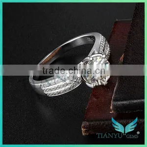 Lady's Sliver Ring 1Carat Moissanite Rings Wedding,Engagement Rings thumbnail-2