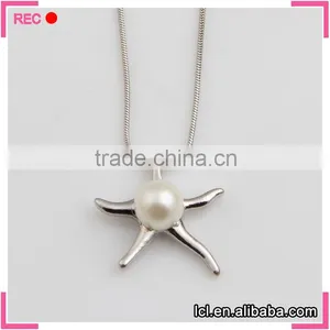 Pearl Pendant Necklace for Girls, Starfish Shaped Simple Design Pearl Necklace thumbnail-1