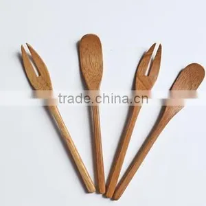 CY047 Natural Wooden Mini Spoon Fork Janpan Style Bamboo Fork Tableware Kit thumbnail-2