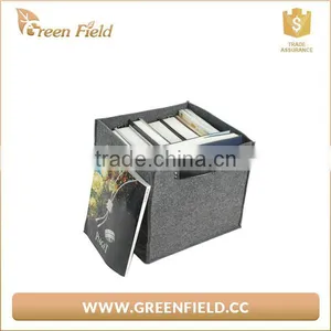 Genuine Leather Handle Storage Basket Household Storage Box Felt Storage Bin thumbnail-3