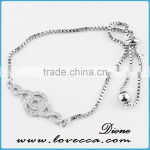 White Gold Plated Girls Love Queen Crown Zircon Silver Bracelets thumbnail-6