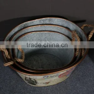 Beer Ice Bucket Galvanized Metal Ice Bucket Oval Shape Metal Ice Bucket thumbnail-4