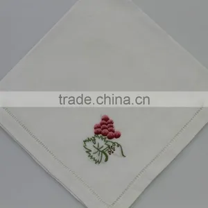 Luxurious 100% Cotton Embroidered Table Napkins With Hemstitch, Set of 6, Various Designs thumbnail-4