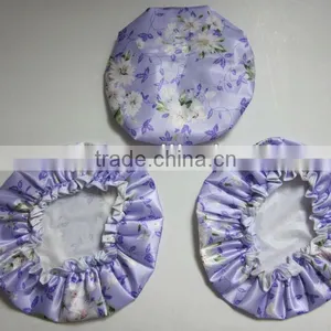 2013 Popular Satin Shower Cap With Flower for Ladies and Children thumbnail-1