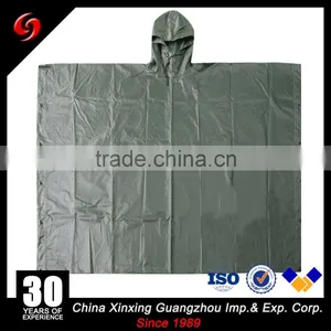 Military Rain Poncho PVC Waterproof Coated Woodland Camouflage Nylon Police Rain Poncho thumbnail-1