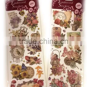 Floral Design Embossed Sticker, Antique Elegance Design Sticker for Decoration, Classic Decorative Shinny Glitter Sticker thumbnail-6