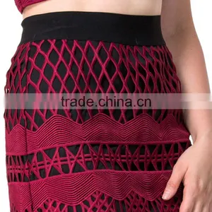 2017 Summer Woman Latest New Fashion Lace Blouse and Midi Skirt Design Images thumbnail-2