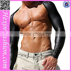Black Men Leather Jumpsuit Club Wear NO MOQ thumbnail-6