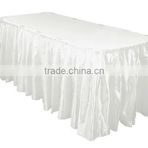 14ft Accordion Pleat Satin Table Skirt White thumbnail-1