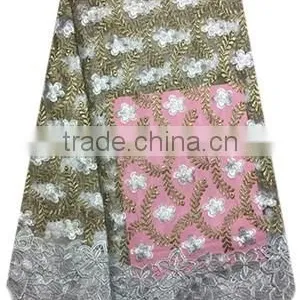 Fashiuonable African Women Wedding Dress Lace Sequined Tulle Lace With Stones FL1394 thumbnail-5