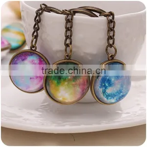 Exquisite Bronze Metal Starry Sky Bag Hanger,creative Cartoon Keychains,planet Car Key Holder thumbnail-3