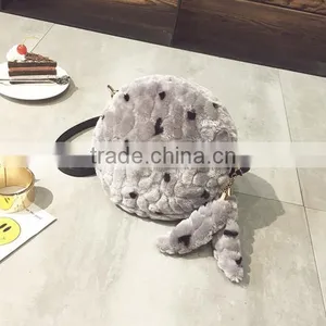 New Fashion Winter Cute Lady Imitation Gray Rabbit Fur Handbag thumbnail-6