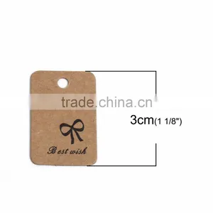 Paper Label Tags Rectangle Brown Bowknot Pattern 30mm(1 1/8") x 20mm( 6/8"), 1 Piece thumbnail-2