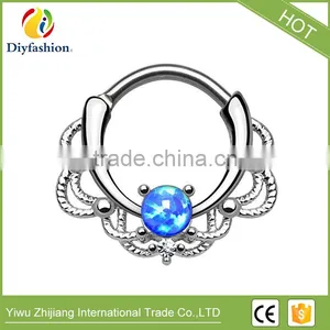 Most Popular Titanium and Copper Opal Stone Wave Shape Nipple Nose Ring for Unisex thumbnail-5