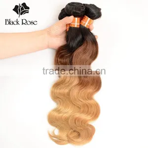 1b/4/27# Body Wave Virgin Brazilian Brown Hair With Blonde Highlights thumbnail-5