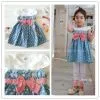 New Girls Baby Kids Cowboy Blue Polka Dot Bowknot Dress Clothes thumbnail-1