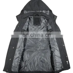 Lastest Fashion Mens Hooded Woven Wool Fabric for Winter Overcoat Long thumbnail-2