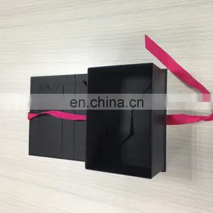 All Black Flat Box With Gold Foil Paper Box Inside Lid Have Pocket Can Holder Holder thumbnail-3