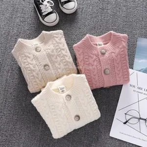 Long-sleeved Female Baby High-end Walker Clothes Solid Color Newborn Baby Button Clothes Baby Sweater thumbnail-1