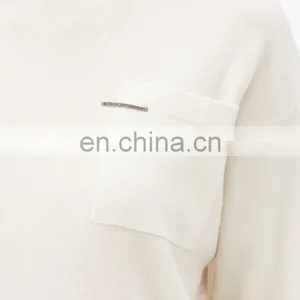 DiZNEW Unisex Women Wool Cashmere Crew Neck Pocket Cardigan Sweater thumbnail-5