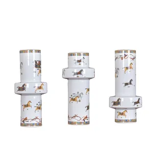 New Chinese Modern Simple Light Luxury Electroplate Ceramic Vase For Showroom TV Bench Decor thumbnail-5