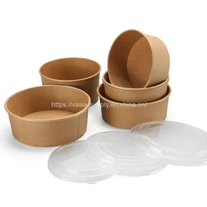 Round Kraft Paper Bowls Food Soup Salad Containers Eco Friendly Compostable Packaging thumbnail-1