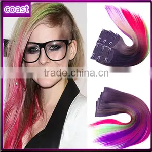 Fashion Ombre Straight Synthetic Fiber Two Tone Color Easy Clips Hair Extension thumbnail-1