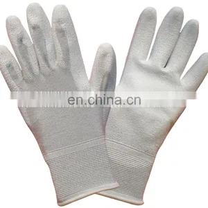 Copper Mixed Carbon Nylon Lining ESD Safe Glove Anti Static PU Finger Top Coated Work Gloves thumbnail-5