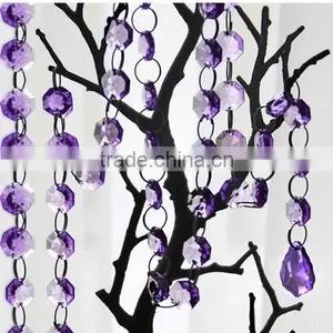 Light Purple Crystal Beads Strand With Silver Metal Chains Garland thumbnail-1