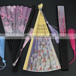 Wholesale Hot Selling Custom Wooden Hand Fan Large Decorated Folding Fans Flower Fancy Folding Fan Bamboo thumbnail-1