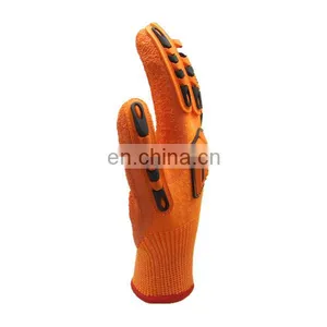 Coated Palm Mechanic Work Saftey Hand Cut Resistant High Anti Impact Gloves TPR Sandy Nitrile Slip/impact Resistant Orange thumbnail-5