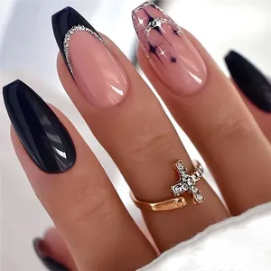Foreign Trade European and American Red Ballet Nail Glitter French Butterfly Solid Color Nail Art Press on Nails thumbnail-3