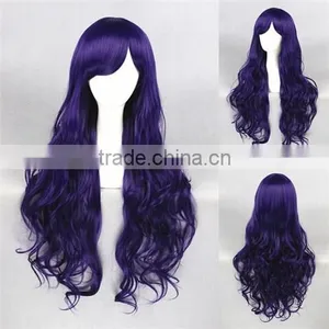 High Quality 80cm Long Curly Dark Purple Synthetic Anime Lolita Wig thumbnail-1
