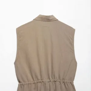 2025 Spring/Summer New European and American Style Women's Fashion Casual Pocket Decoration Sleeveless Short Dress thumbnail-2
