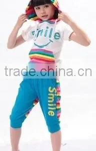 2015 Children Sports Wear Plain T-Shirt and Sport Pants / Wholesale Clothing Made in China Jiangxi thumbnail-2