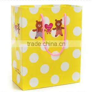 Bright Yellow Attractive Printed Gift Paper Bag thumbnail-1