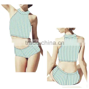 (ODM/OEM Factory)New Arrival Bathing Suit Swimsuit Bikini Swiming Wear, Newest Blue Wrap-around Swimwear Women thumbnail-1