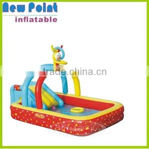 Cute Inflatable Round Swimming Pool Toy With Small Slide for Fun thumbnail-1