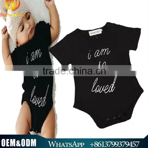 Wholesale Latest Kids Clothing Design Summer 2016 New Style Boutique Design Pure Cotton Wearing Letter Printed Toddler Rompers thumbnail-1