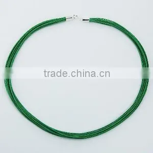 Pine Green Cotton Sterling Silver Choker Necklace 12 Strands thumbnail-1