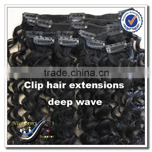 Wholesale Clip in Hair Extension Deep Wave Virgin Indian Hair Clip in Hair Extensions for Black Women thumbnail-4
