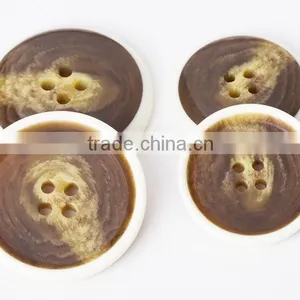 Sedex Audited Factory 2 Pillar Burnt Rim Resin Horn Button, Polyester Horn Button thumbnail-3