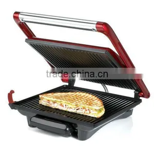 CE GS RoHS UL 4 SLICE RED STAINLESS STEEL PANINI GRILL thumbnail-2