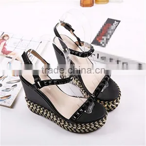 Rivets Grassroots Wedges Safety High Heel Women Summer Shoes thumbnail-6