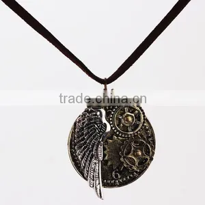 2016 High Quality Antique Gear Pendant Leather Cord Necklace thumbnail-6